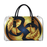 Golden Pisces Zodiac Sign Print Leather Duffle Bag