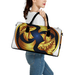 Golden Pisces Zodiac Sign Print Leather Duffle Bag