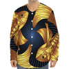 Golden Pisces Zodiac Sign Print Long Sleeve Baseball Jersey