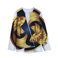 Golden Pisces Zodiac Sign Print Long Sleeve Short Coat