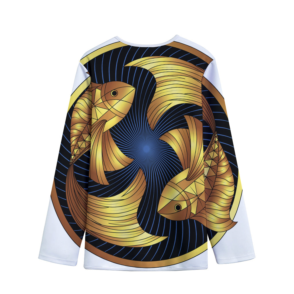 Golden Pisces Zodiac Sign Print Long Sleeve Short Coat