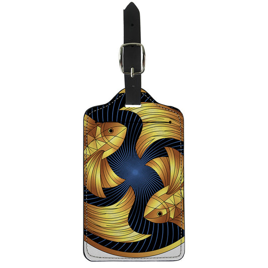 Golden Pisces Zodiac Sign Print Luggage Tag