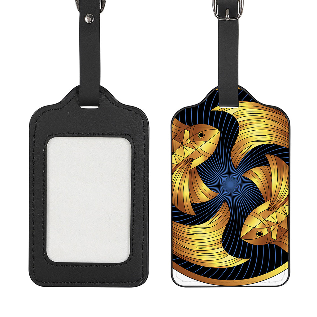 Golden Pisces Zodiac Sign Print Luggage Tag