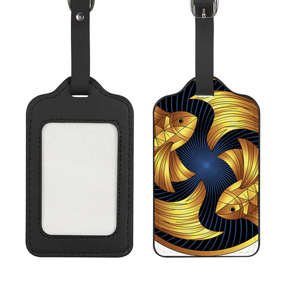 Golden Pisces Zodiac Sign Print Luggage Tag