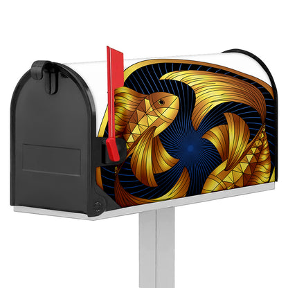 Golden Pisces Zodiac Sign Print Mailbox Cover