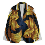 Golden Pisces Zodiac Sign Print Men's Blazer