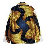 Golden Pisces Zodiac Sign Print Men's Blazer