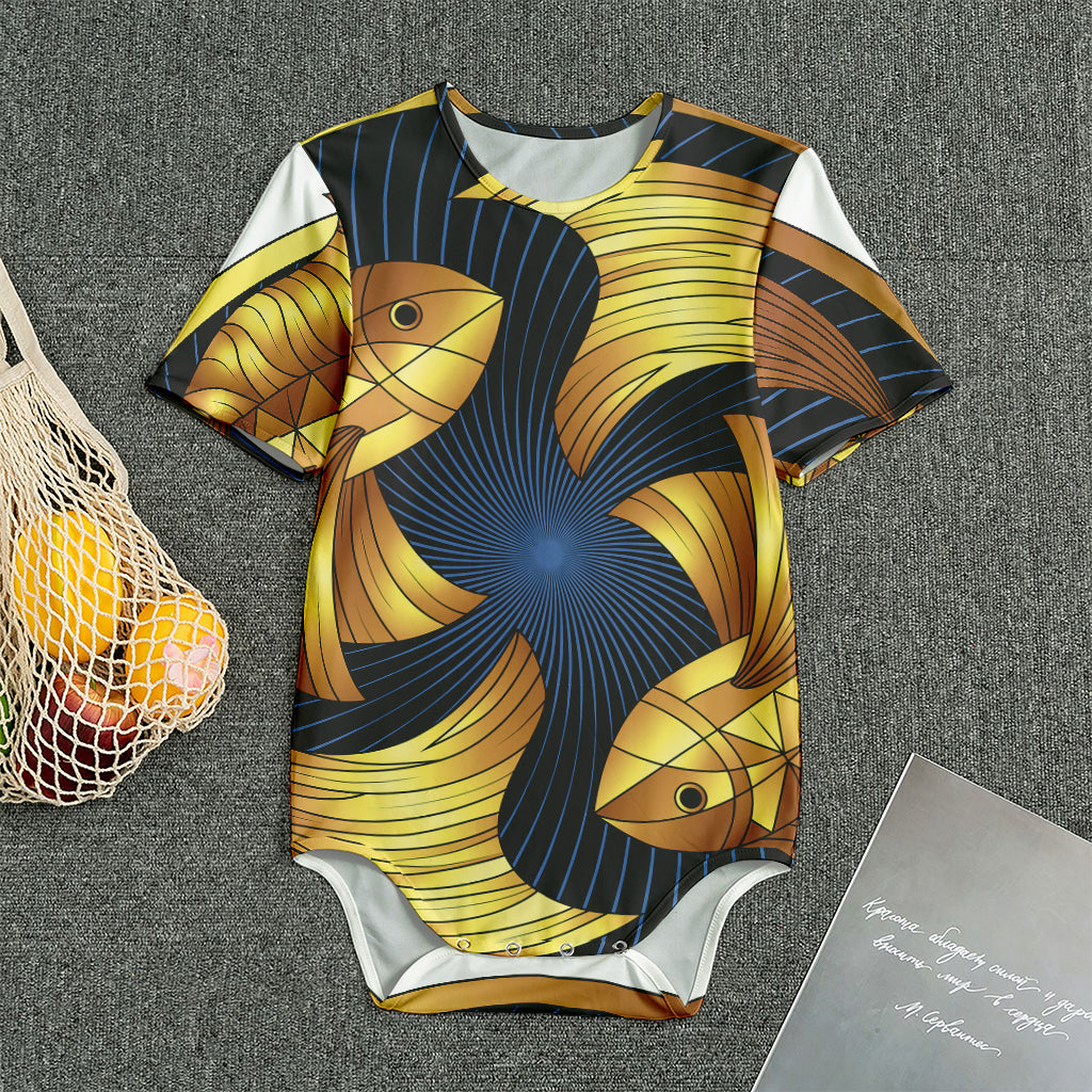 Golden Pisces Zodiac Sign Print Men's Bodysuit