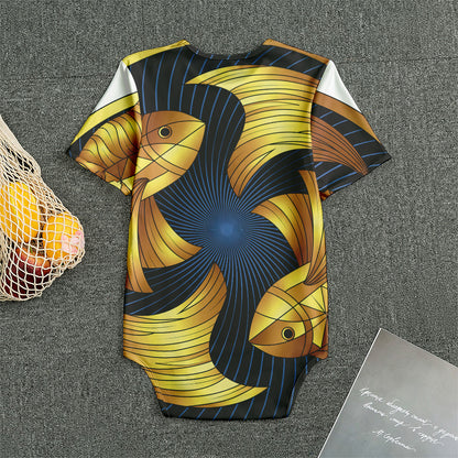 Golden Pisces Zodiac Sign Print Men's Bodysuit