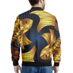 Golden Pisces Zodiac Sign Print Men's Bomber Jacket