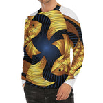 Golden Pisces Zodiac Sign Print Men's Long Sleeve Rash Guard