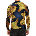 Golden Pisces Zodiac Sign Print Men's Long Sleeve Rash Guard