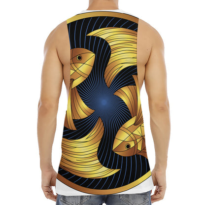 Golden Pisces Zodiac Sign Print Men's Muscle Tank Top