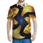 Golden Pisces Zodiac Sign Print Men's Polo Shirt