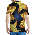 Golden Pisces Zodiac Sign Print Men's Polo Shirt