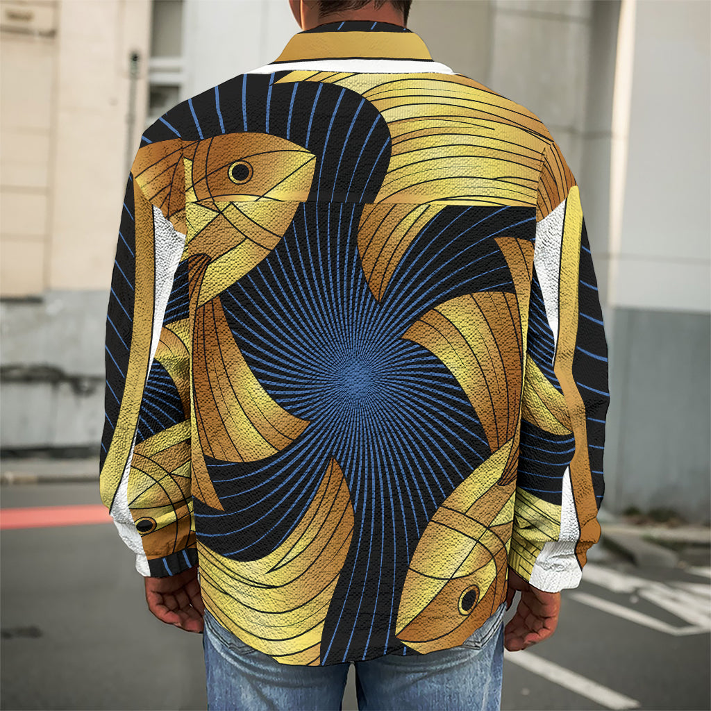 Golden Pisces Zodiac Sign Print Men's Shirt Jacket