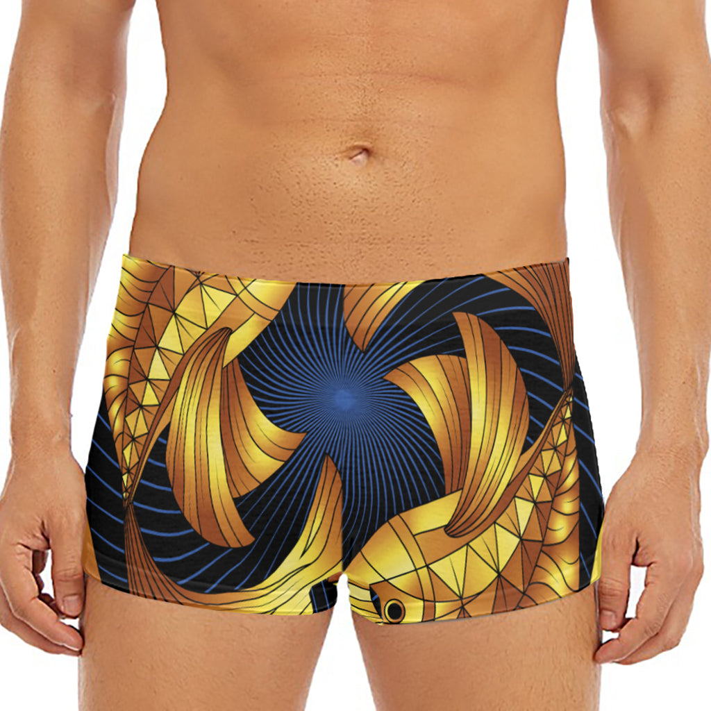 Golden Pisces Zodiac Sign Print Men's Short Boxer Briefs