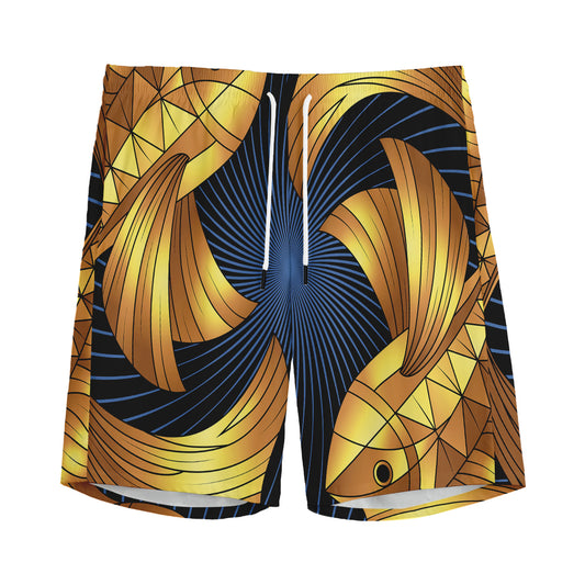 Golden Pisces Zodiac Sign Print Men's Sports Shorts