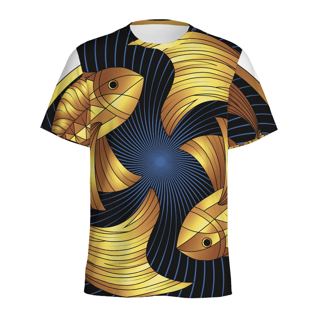 Golden Pisces Zodiac Sign Print Men's Sports T-Shirt