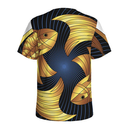 Golden Pisces Zodiac Sign Print Men's Sports T-Shirt