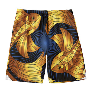 Golden Pisces Zodiac Sign Print Men's Swim Trunks