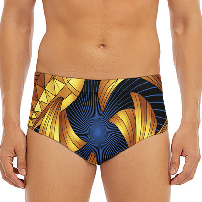 Golden Pisces Zodiac Sign Print Men's Triangle Swim Briefs