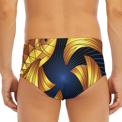 Golden Pisces Zodiac Sign Print Men's Triangle Swim Briefs