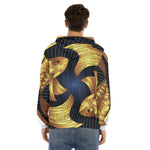 Golden Pisces Zodiac Sign Print Men's Velvet Pullover Hoodie