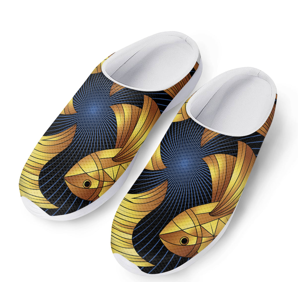 Golden Pisces Zodiac Sign Print Mesh Casual Shoes
