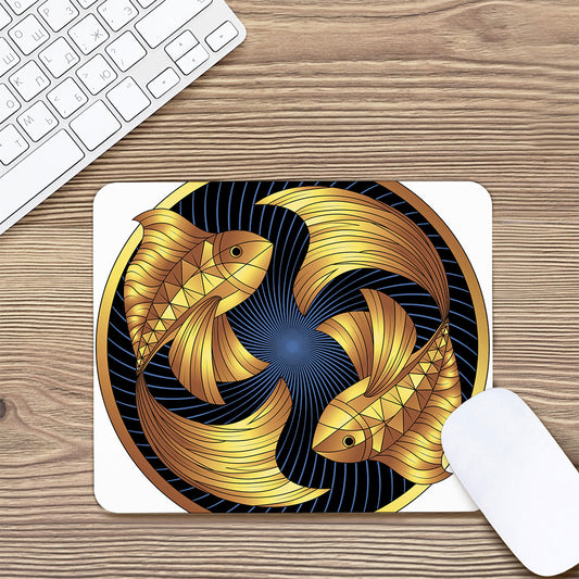 Golden Pisces Zodiac Sign Print Mouse Pad