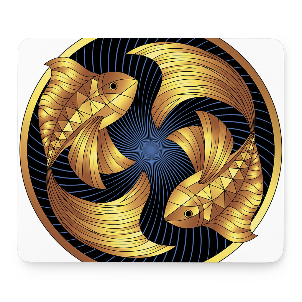 Golden Pisces Zodiac Sign Print Mouse Pad