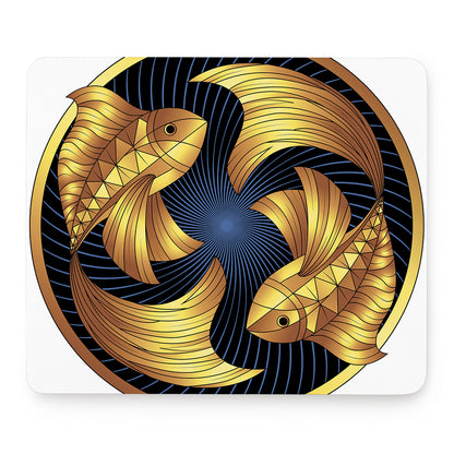 Golden Pisces Zodiac Sign Print Mouse Pad