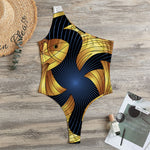 Golden Pisces Zodiac Sign Print One Shoulder Bodysuit