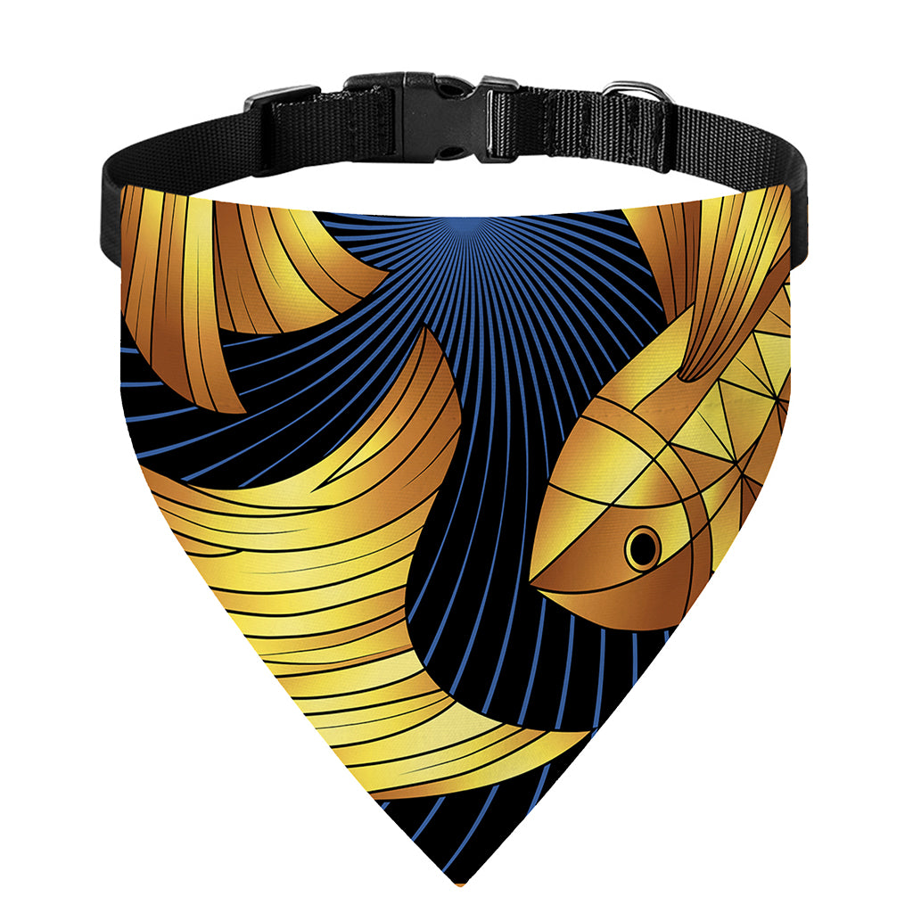 Golden Pisces Zodiac Sign Print Over The Collar Dog Bandana