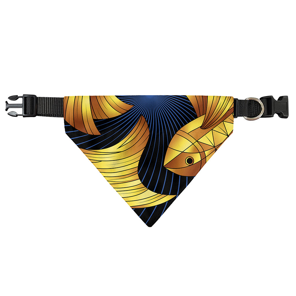 Golden Pisces Zodiac Sign Print Over The Collar Dog Bandana