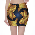 Golden Pisces Zodiac Sign Print Pencil Mini Skirt