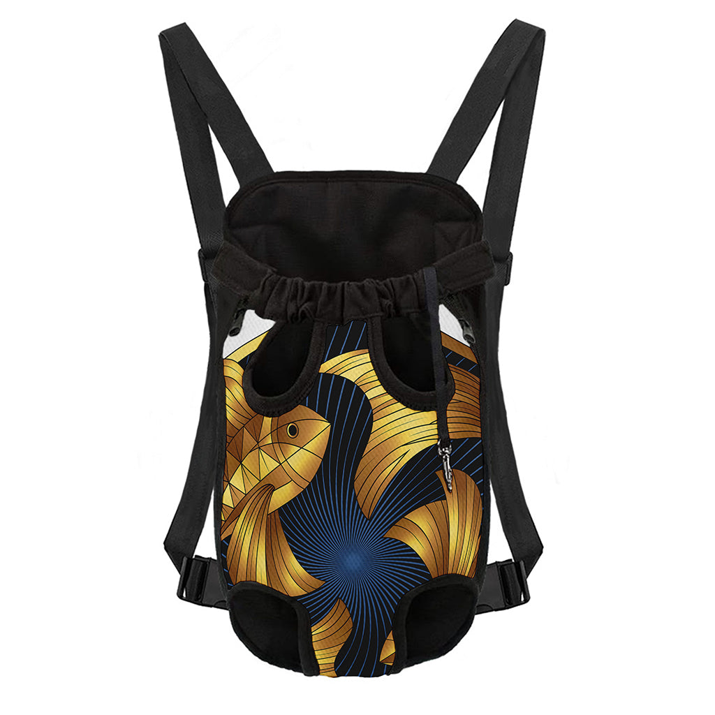 Golden Pisces Zodiac Sign Print Pet Carrier Backpack