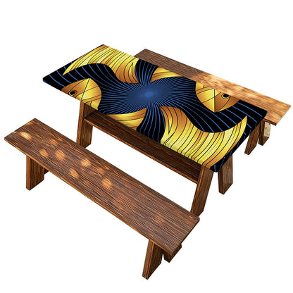 Golden Pisces Zodiac Sign Print Picnic Table Cover