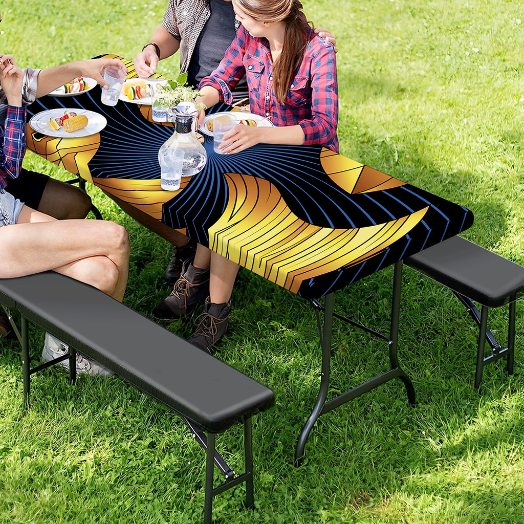 Golden Pisces Zodiac Sign Print Picnic Table Cover