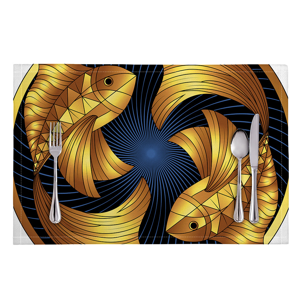 Golden Pisces Zodiac Sign Print Placemat