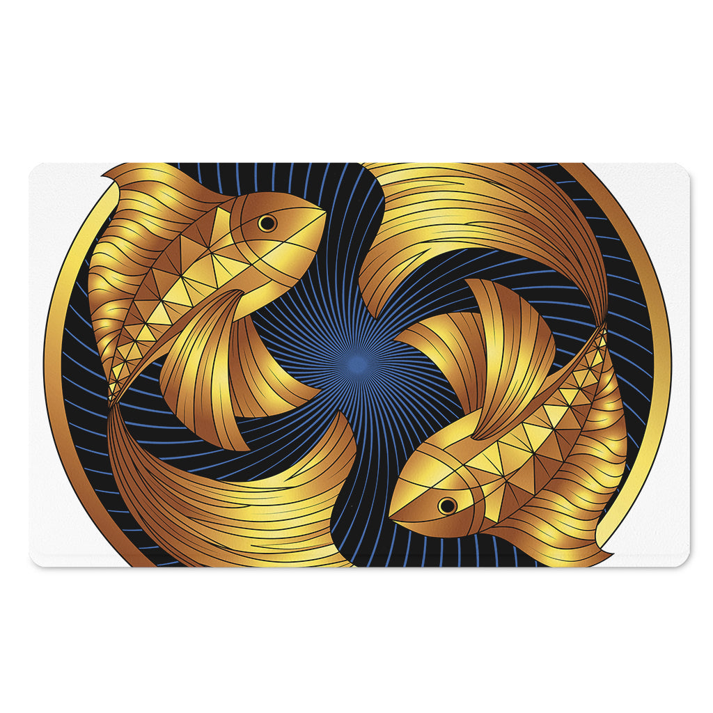 Golden Pisces Zodiac Sign Print Polyester Doormat