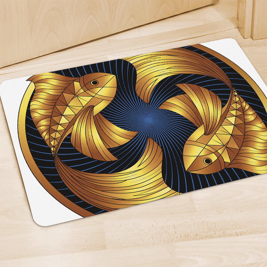Golden Pisces Zodiac Sign Print Polyester Doormat