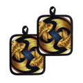 Golden Pisces Zodiac Sign Print Pot Holders