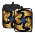 Golden Pisces Zodiac Sign Print Pot Holders With Pocket