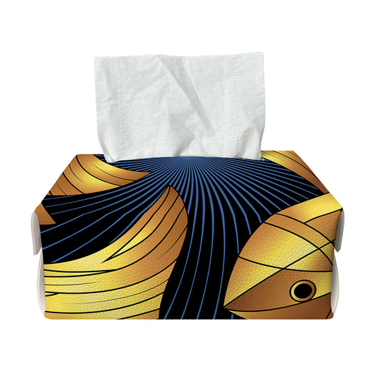 Golden Pisces Zodiac Sign Print Rectangle Tissue Box Cover