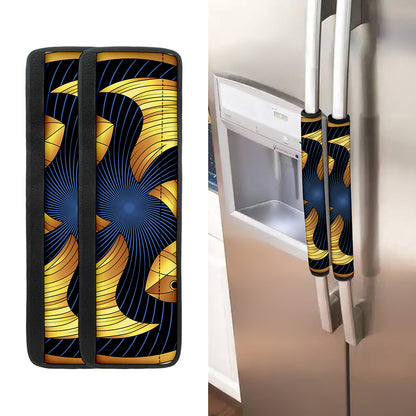 Golden Pisces Zodiac Sign Print Refrigerator Handle Covers