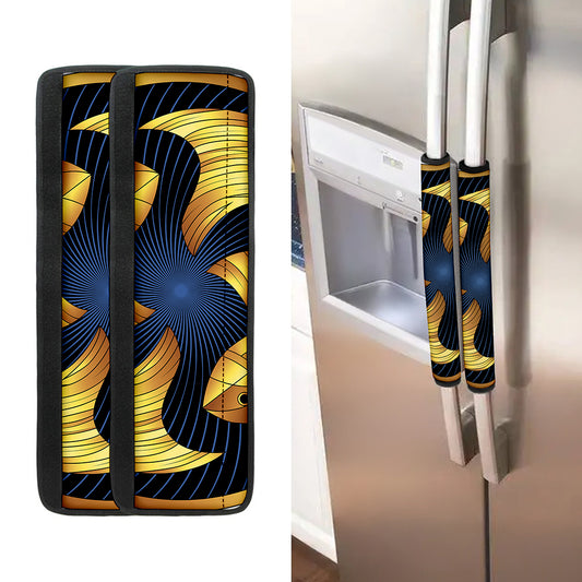 Golden Pisces Zodiac Sign Print Refrigerator Handle Covers