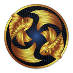Golden Pisces Zodiac Sign Print Round Blanket