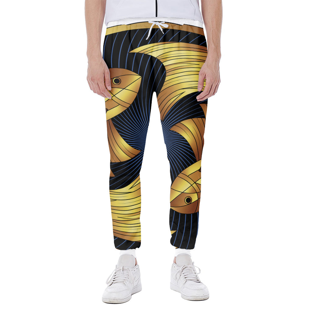 Golden Pisces Zodiac Sign Print Scuba Joggers