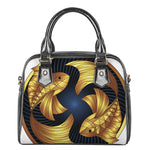 Golden Pisces Zodiac Sign Print Shoulder Handbag